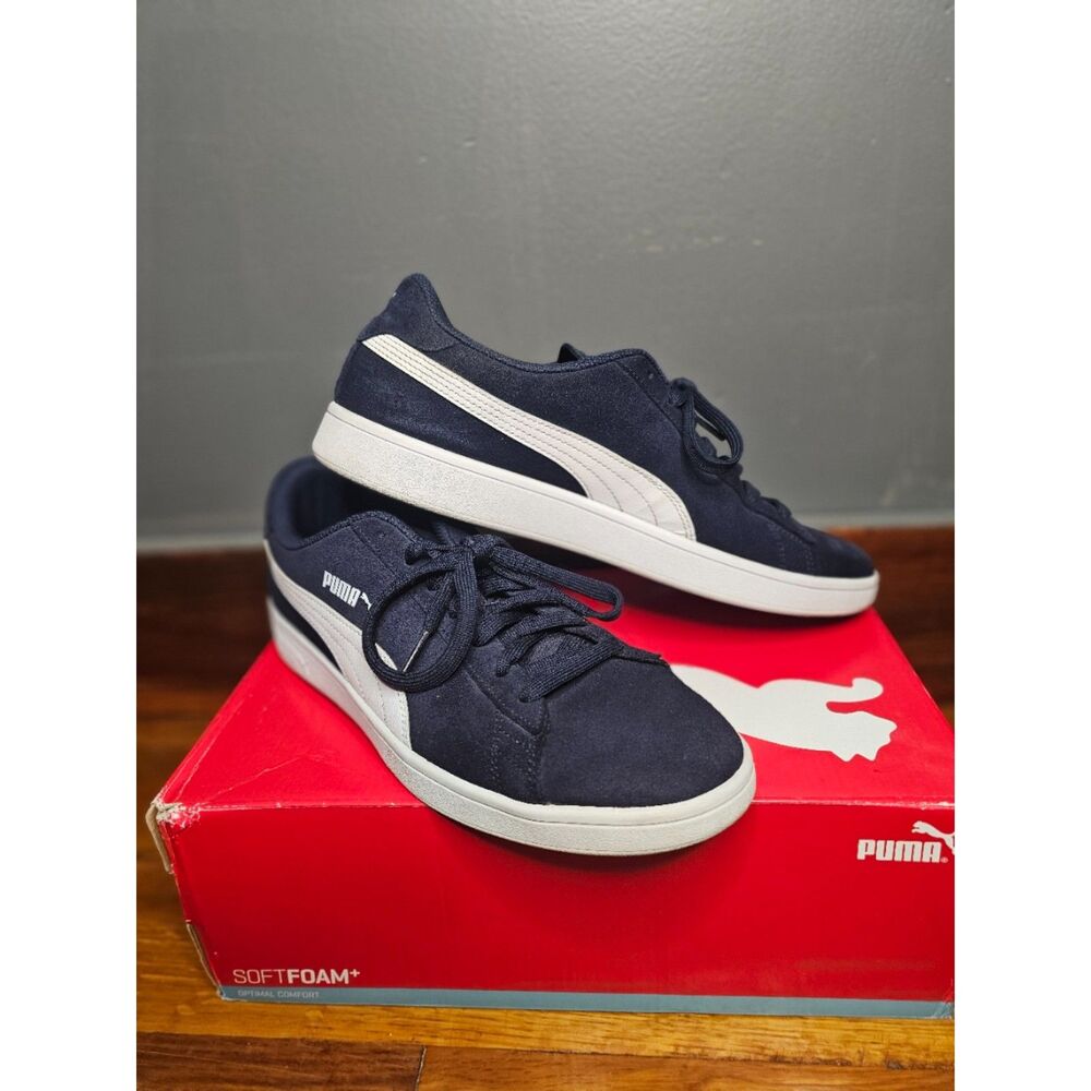 PUMA Smash v2 Suede Sneakers - Peacoat Navy Blue/White (With Original Box)